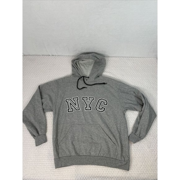 NYC spell out sweatshirt hoodie Gray Adult Med lightweight - Picture 1 of 5